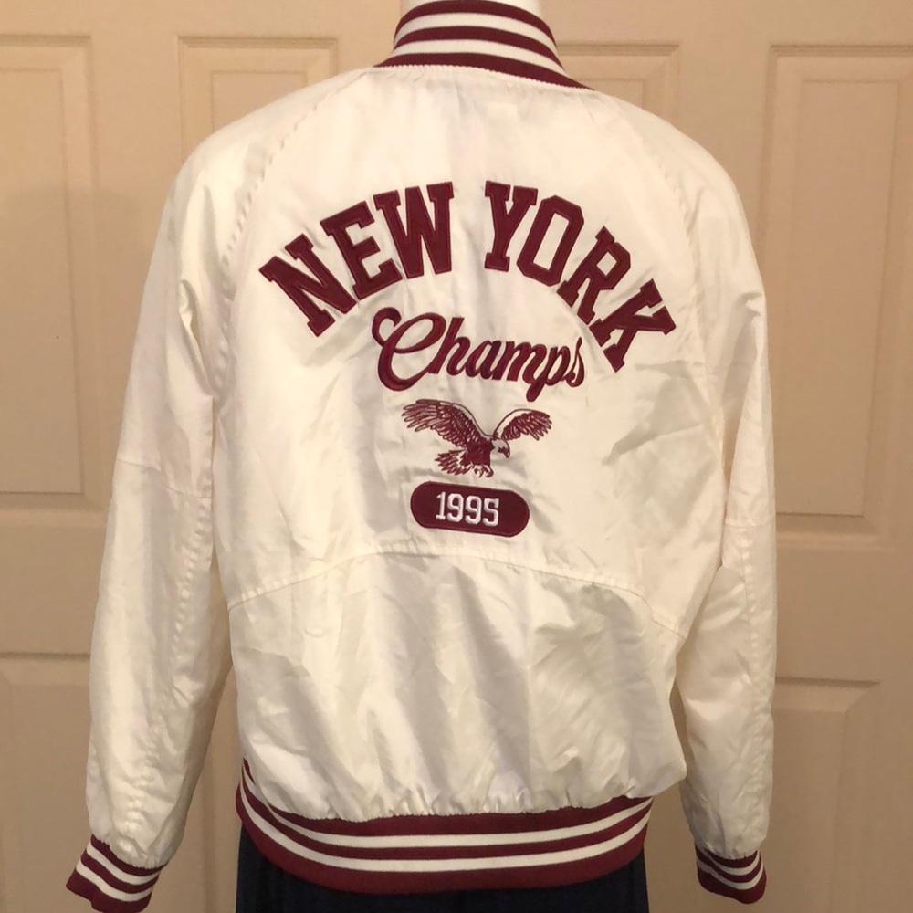 Refuge White and Red New York Bomber Jacket
